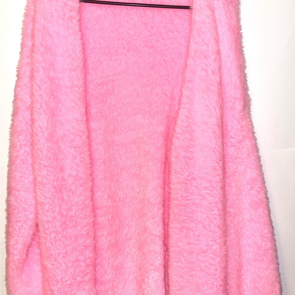Hot pink fuzzy oversized cardigan